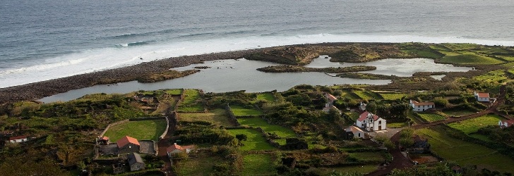 Fajã dos Cubres lagoon rich in shrimp, with islets used by birds for nesting